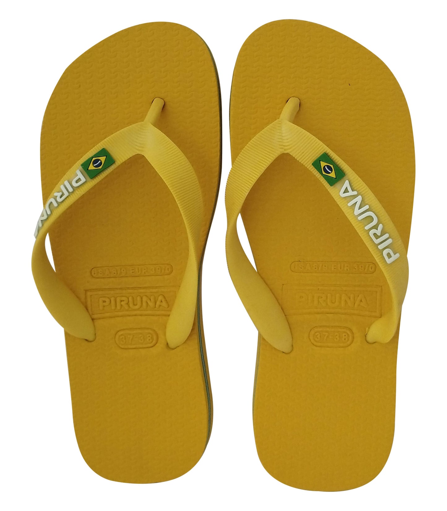 Unisex Flip Flop Sandal - Design:Yellow - Name: Yellow with flag lines