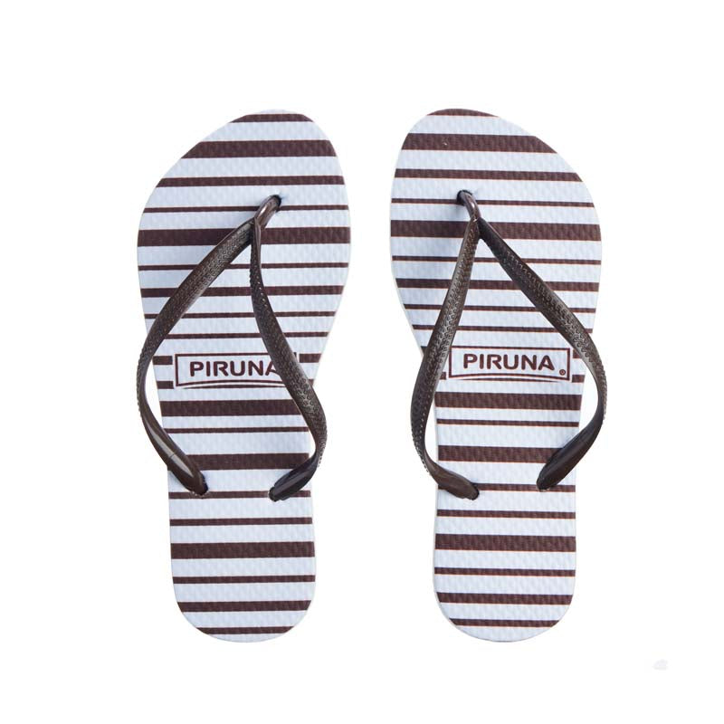 Piruna Flip Flops White with Black Stripes Casual Sandals for Men and Women