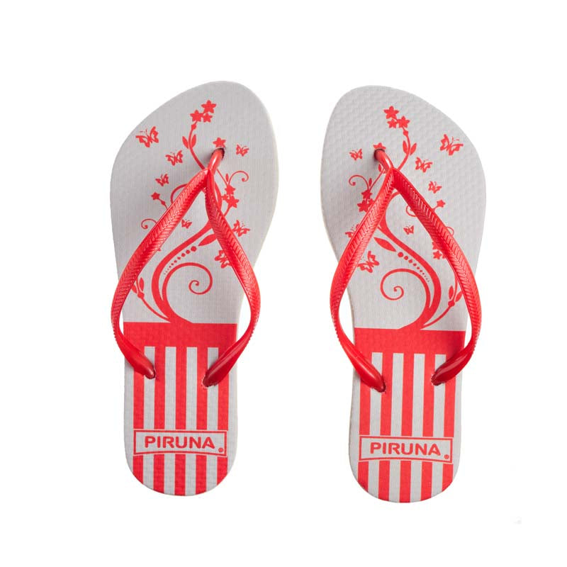 Piruna Flip Flops Red Plants Bold Summer Sandals for Men and Women