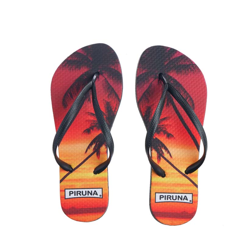 Piruna - Unisex Comfort Flip Flops - Red Beach