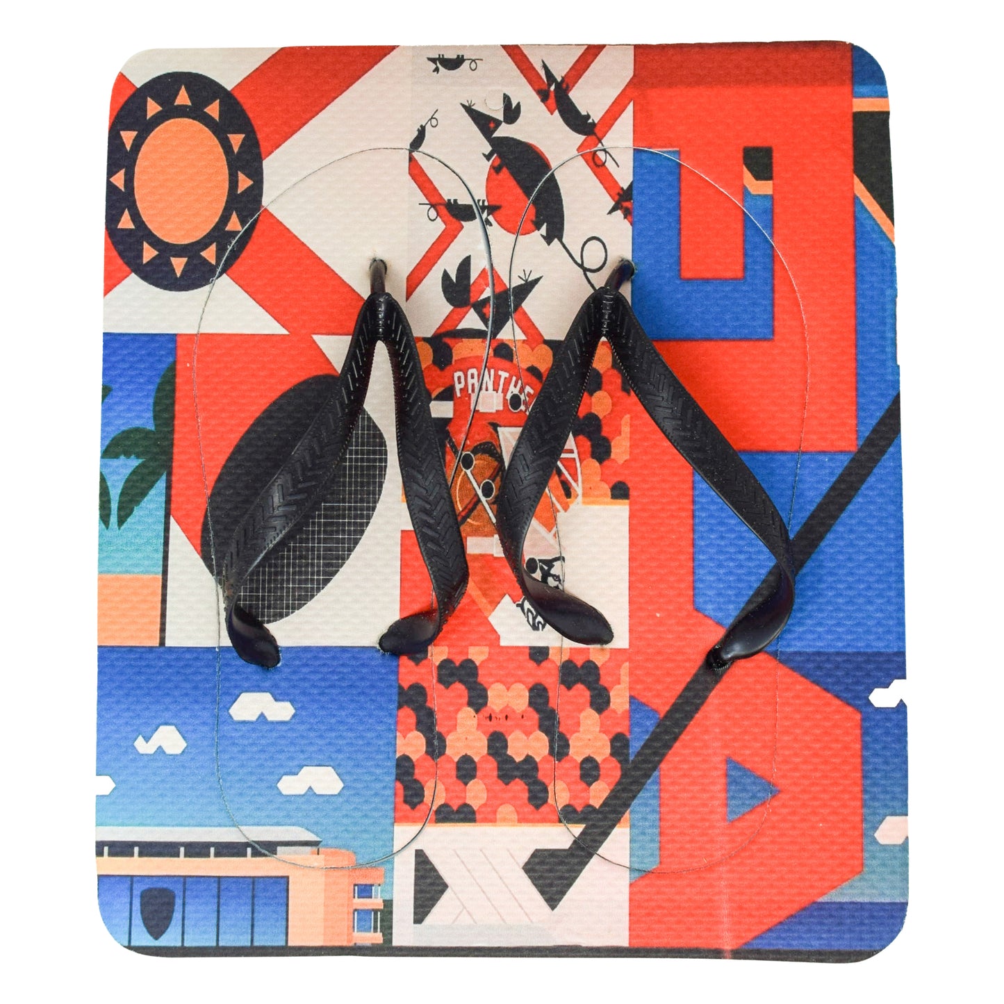 Unisex Flip Flops Sandal - Wall Art - Design: Cut Out Flip Flops - Name: PANTHERS