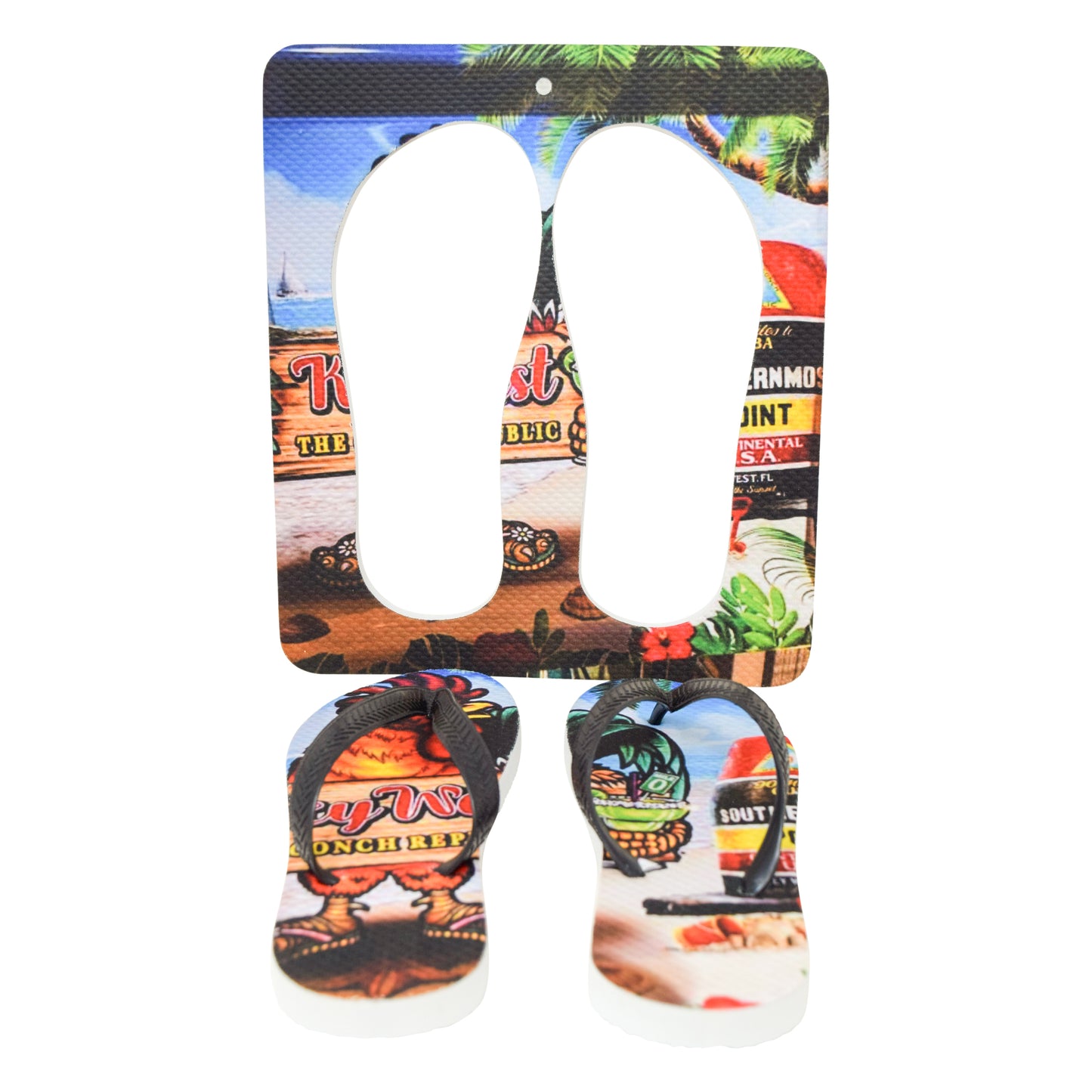 Unisex Flip Flops Sandal - Wall Art -Design: Cut Out Flip Flops - Name: KEY WEST 1