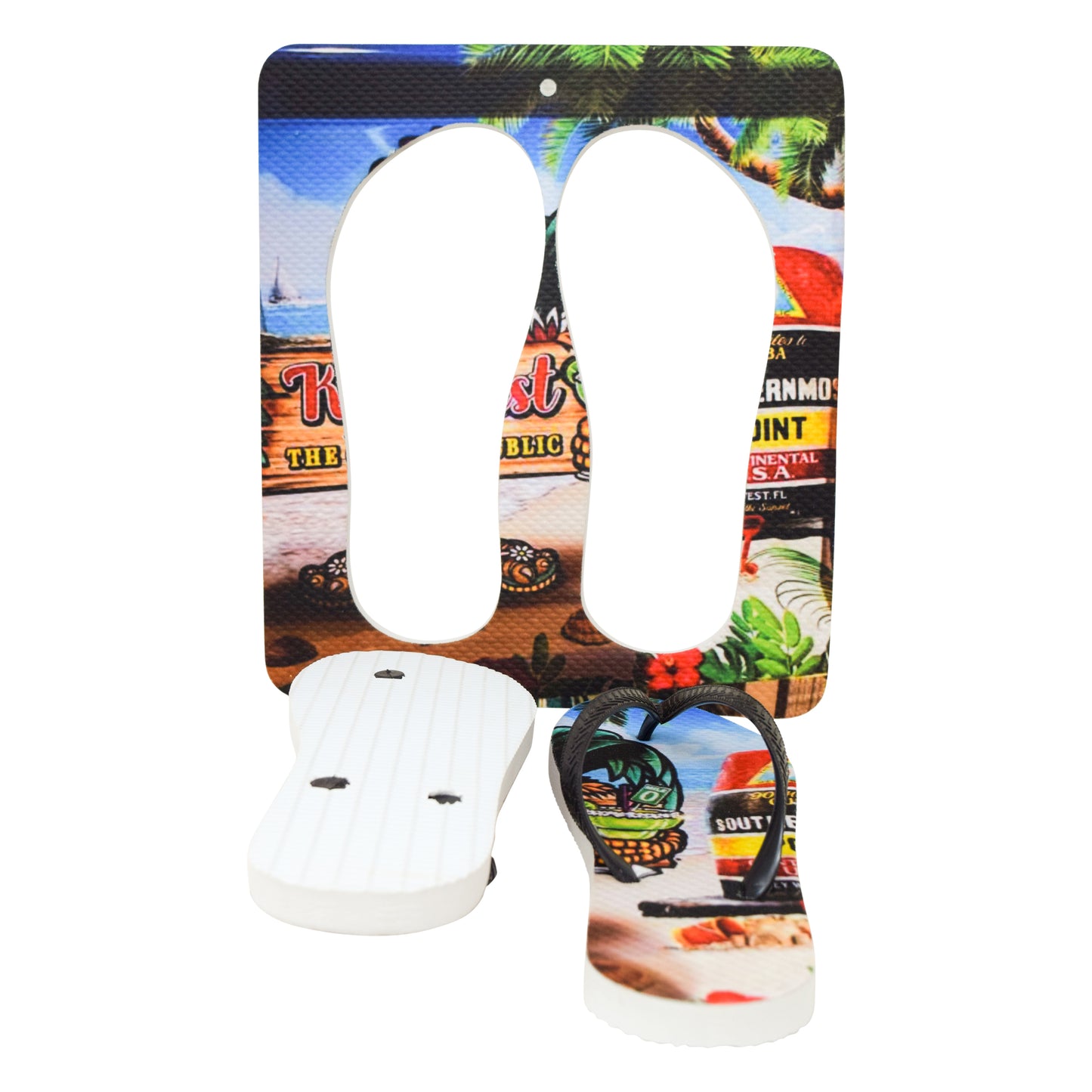 Unisex Flip Flops Sandal - Wall Art -Design: Cut Out Flip Flops - Name: KEY WEST 1