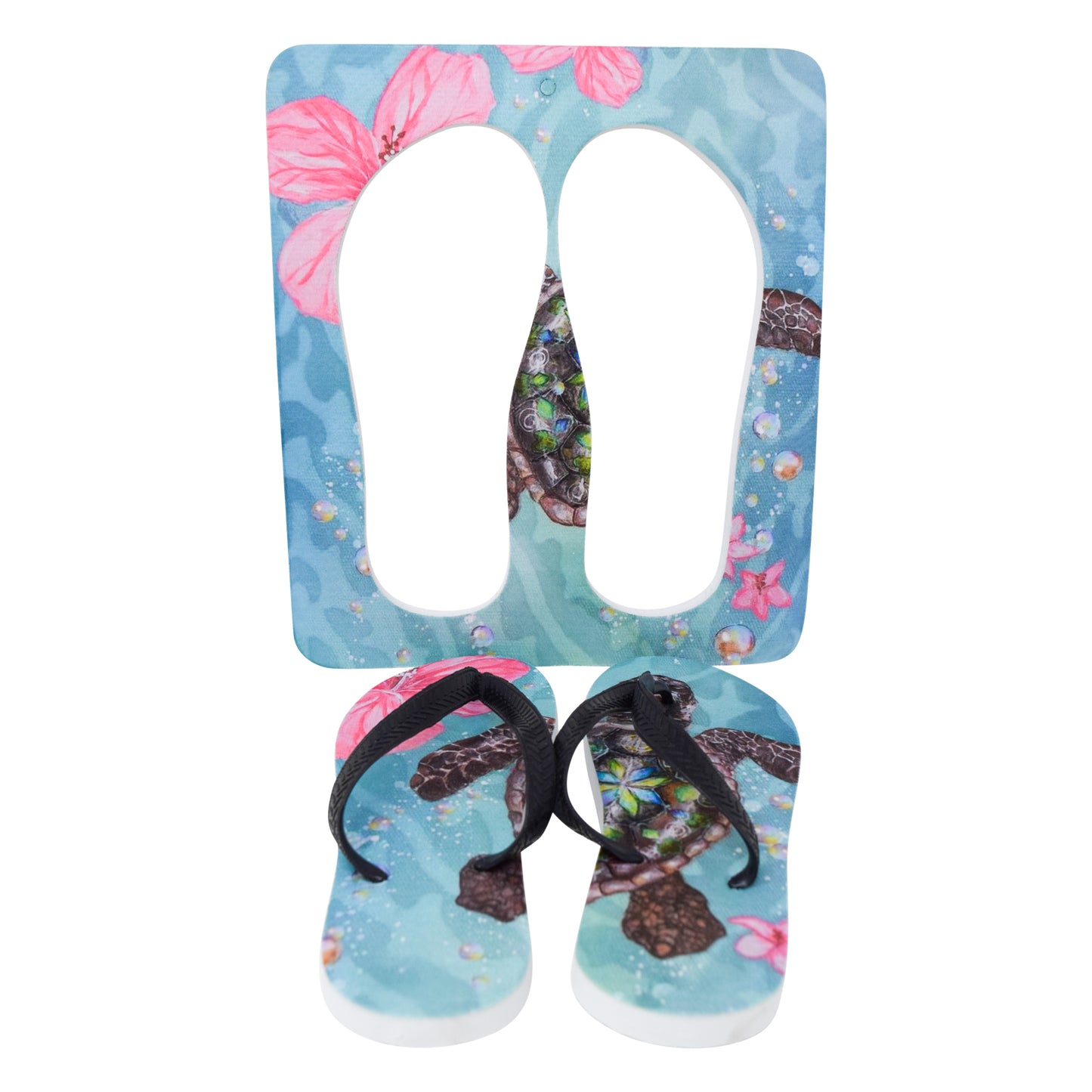 Unisex Flip Flops Sandal - Wall Art -Design: Cut Out Flip Flops - Name: TURTLES 1