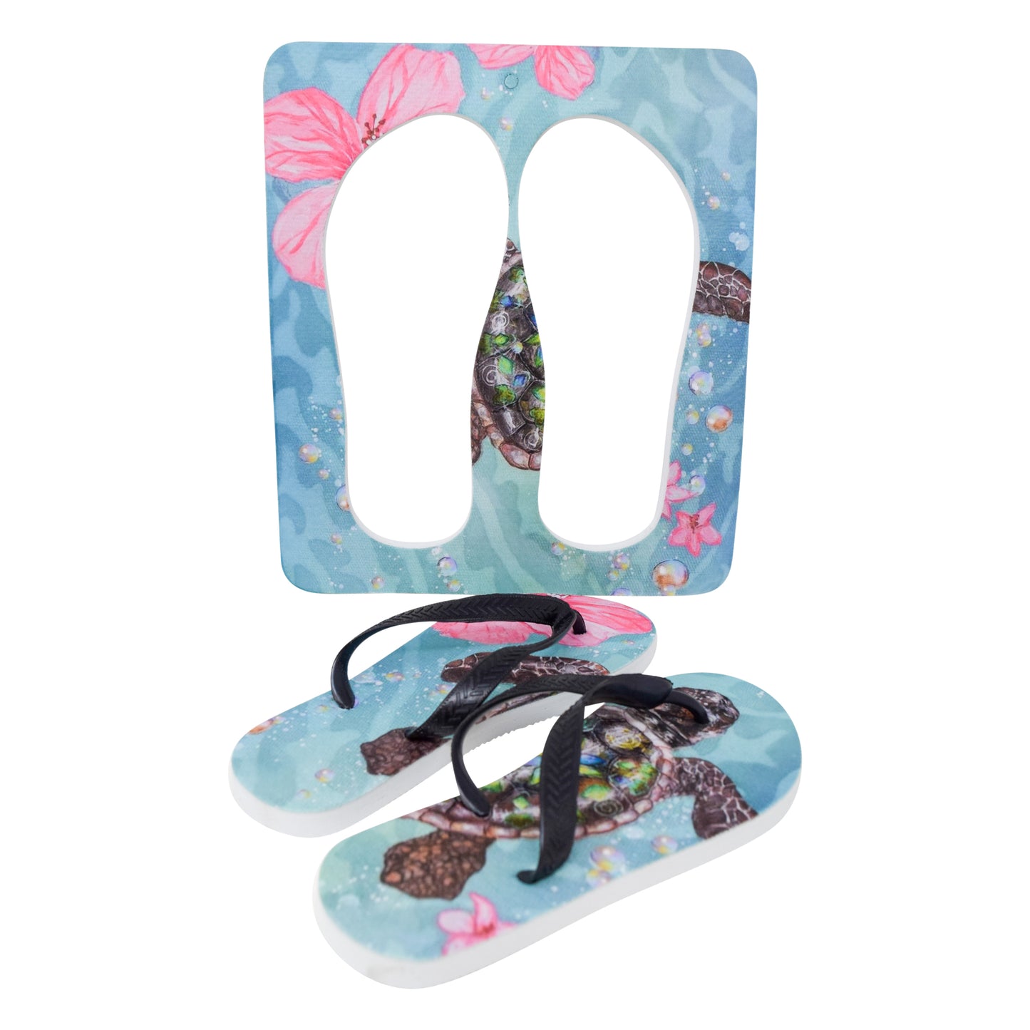 Unisex Flip Flops Sandal - Wall Art -Design: Cut Out Flip Flops - Name: TURTLES 1
