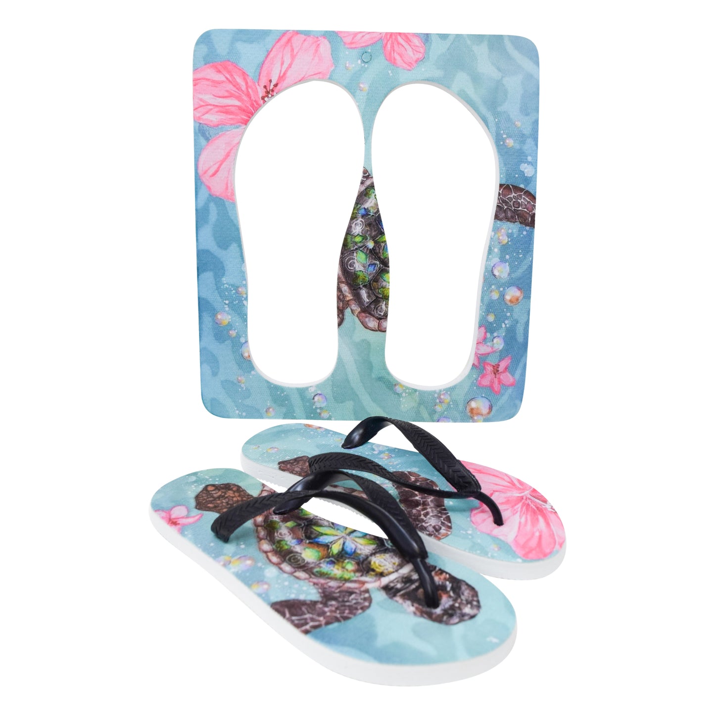 Unisex Flip Flops Sandal - Wall Art -Design: Cut Out Flip Flops - Name: TURTLES 1