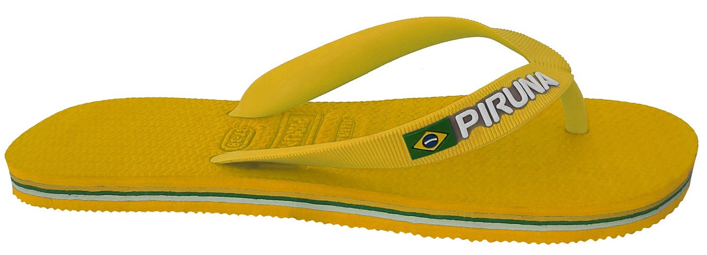 Unisex Flip Flop Sandal - Design:Yellow - Name: Yellow with flag lines