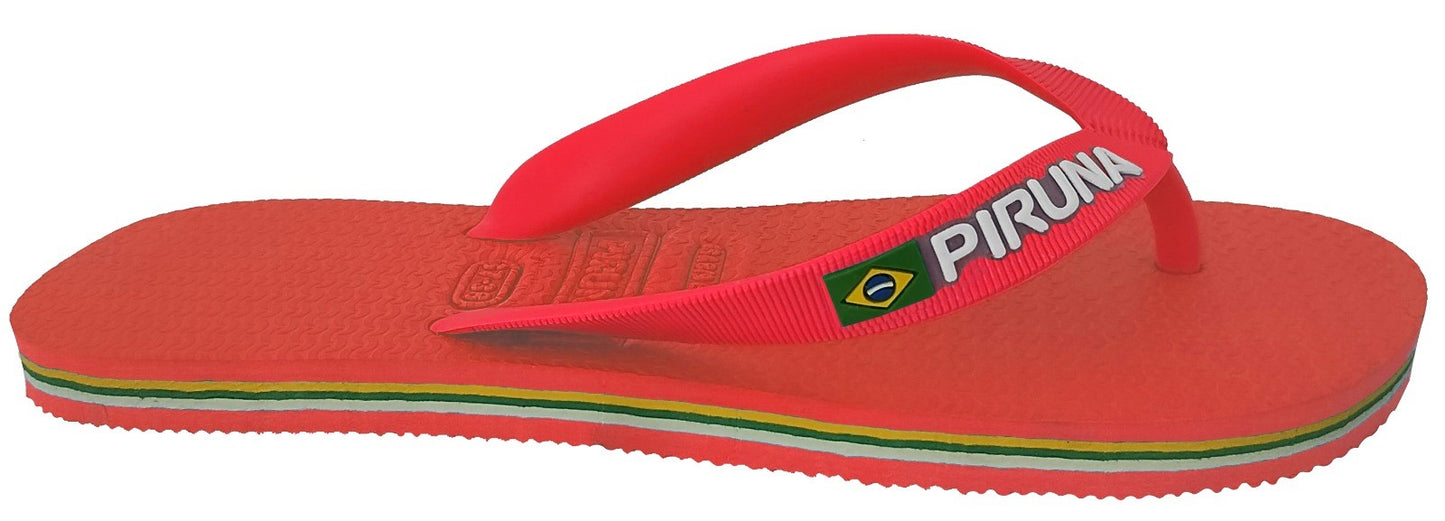 Unisex Flip Flop Sandal - Design:Red - Name: Red with flag lines