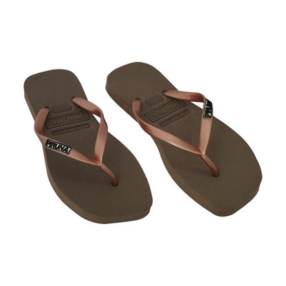 Female Flip Flop Sandal - Design: Square Toed-Name: Bronze