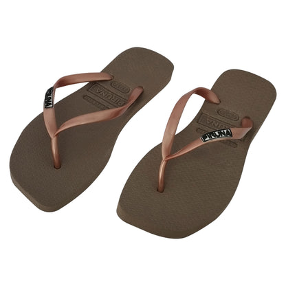 Female Flip Flop Sandal - Design: Square Toed-Name: Bronze