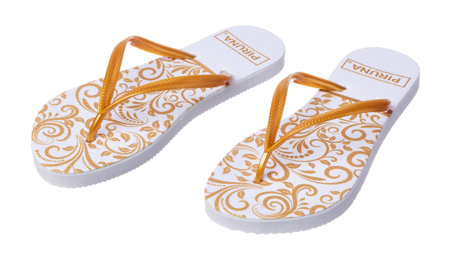 Brazilian Flip Flops - B0005-GOLD TREE LEAVES