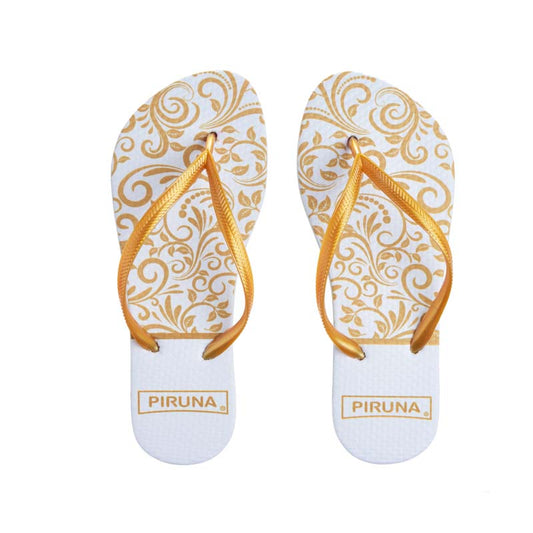 Piruna Flip Flops Gold Shapes Modern Minimalist Sandals for Men and Women