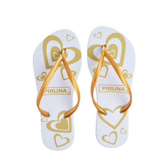 Piruna Comfort Flip Flops Gold Hearts Sandals for Men and Women