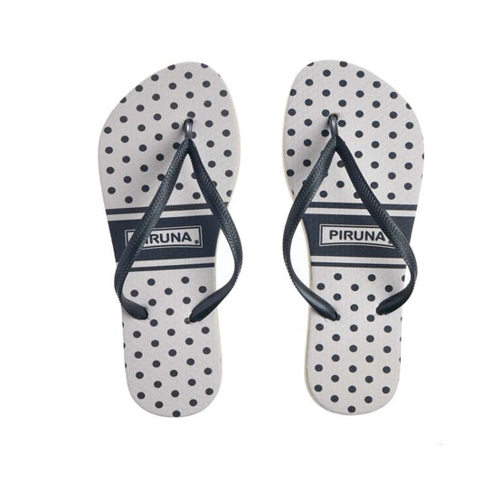 Piruna Flip Flops White with Black Dots Summer Casual Sandals for Men and Women