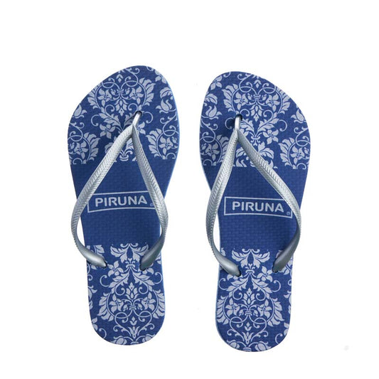 Piruna Flip Flops Blue Flowers Beach Ready Comfortable Sandals for Men and Women