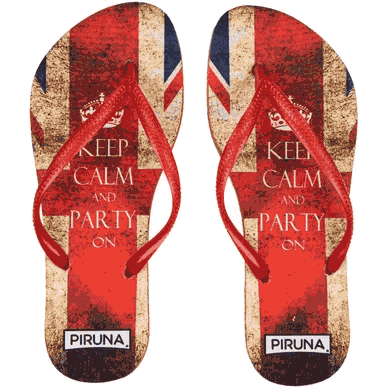 Piruna Flip Flops Red Flag London Urban Travel Sandals for Men and Women