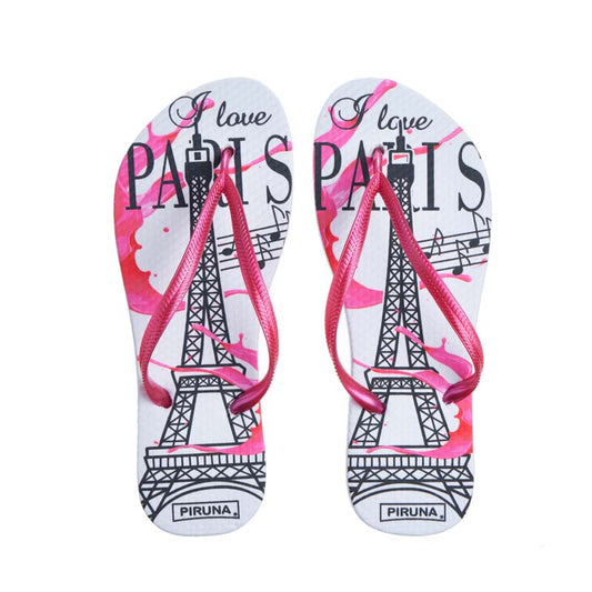 Piruna Flip Flops Pink Paris City Chic Summer Sandals for Men and Women