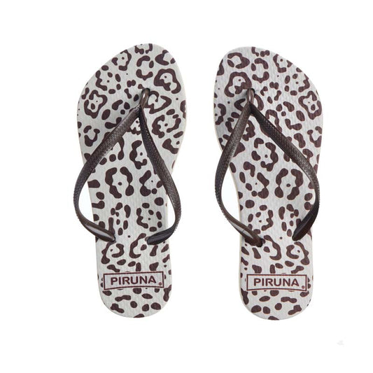 Piruna Flip Flops Black Leopard Bold Animal Print Sandals for Men and Women