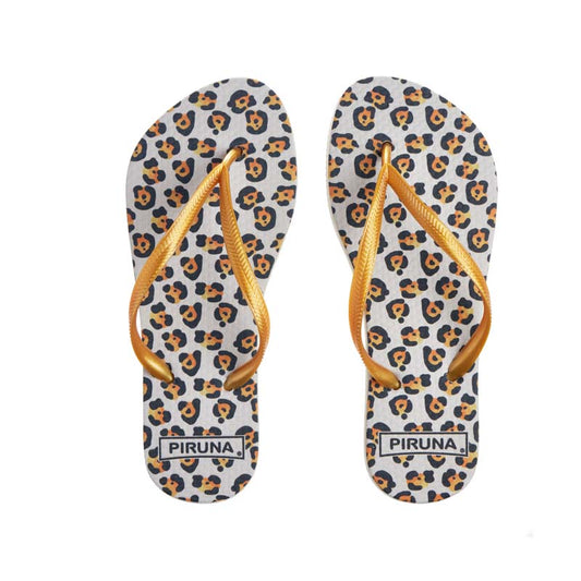 Piruna Flip Flops Gold Leopard Fashion Animal Print Sandals for Men and Women