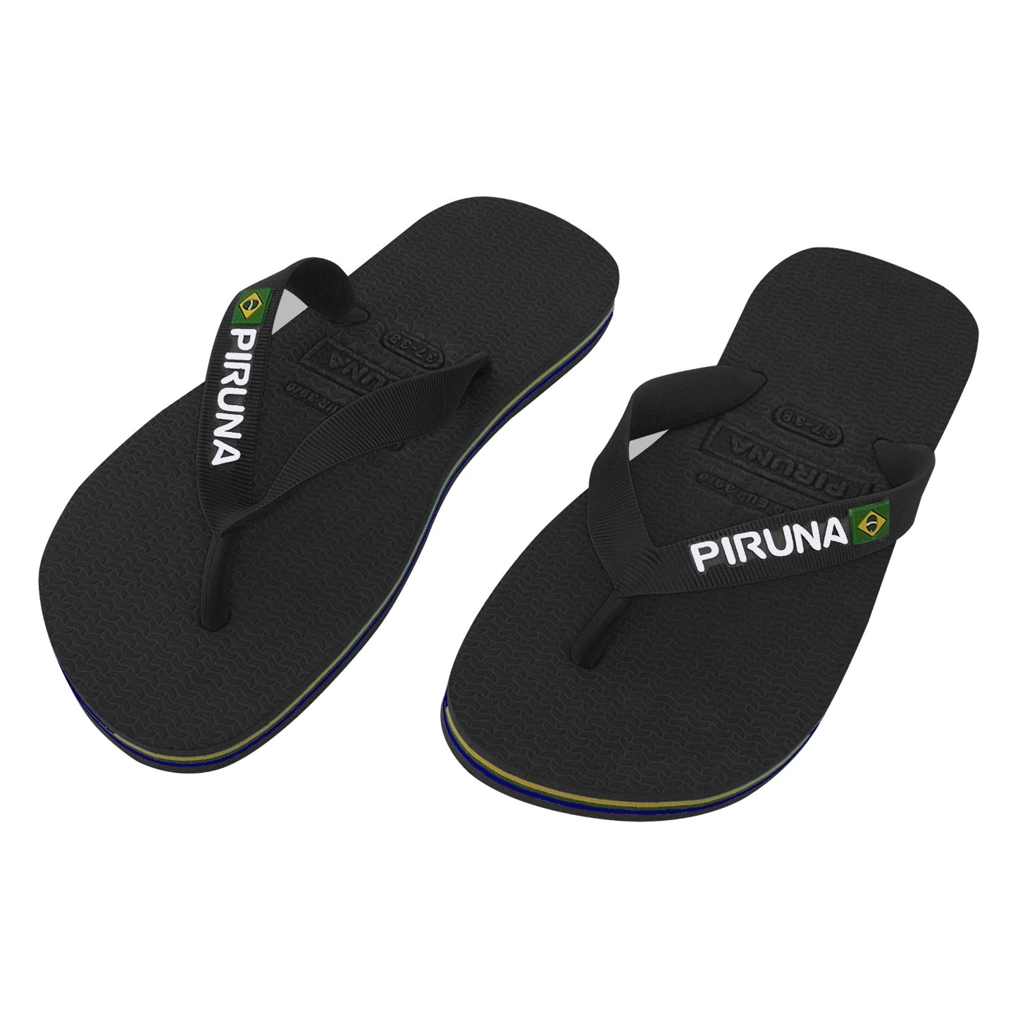 Unisex Flip Flop Sandal - Design: Black - Name: Black with flag lines