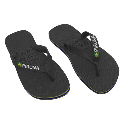 Unisex Flip Flop Sandal - Design: Black - Name: Black with flag lines