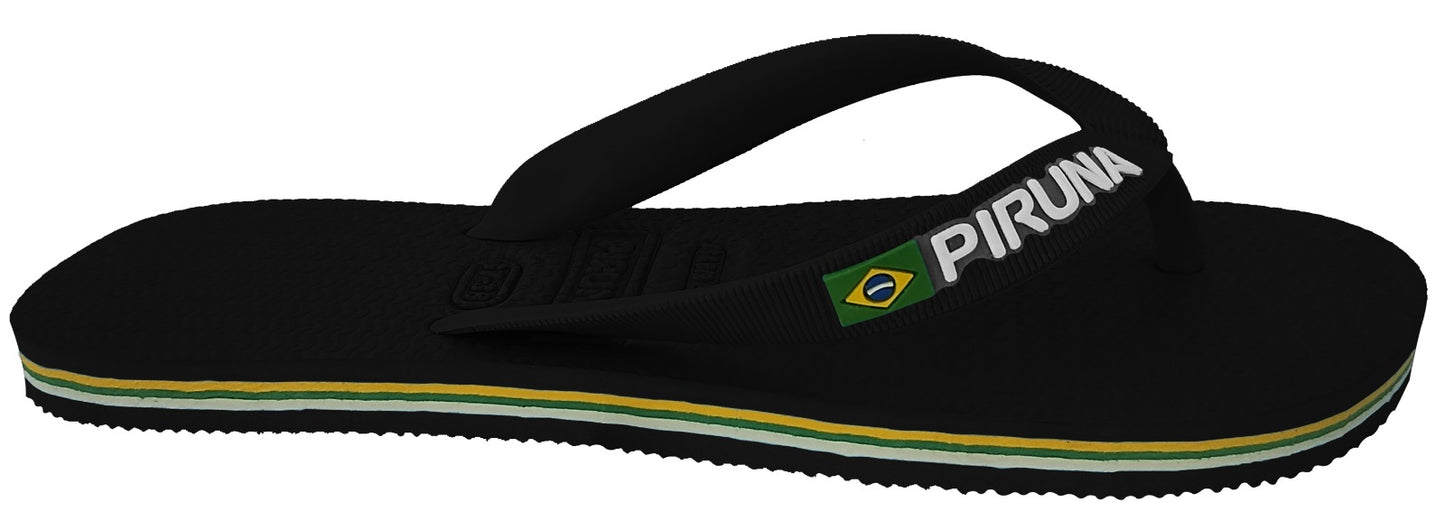 Unisex Flip Flop Sandal - Design: Black - Name: Black with flag lines