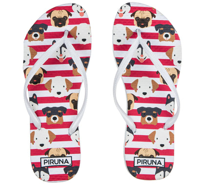 Brazilian Flip Flops - B0085-KIDS PUPPIES IN RED